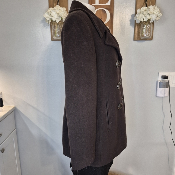 Calvin Klein Wool & Cashmere Blend Button Front Pea Coat - Picture 3 of 11